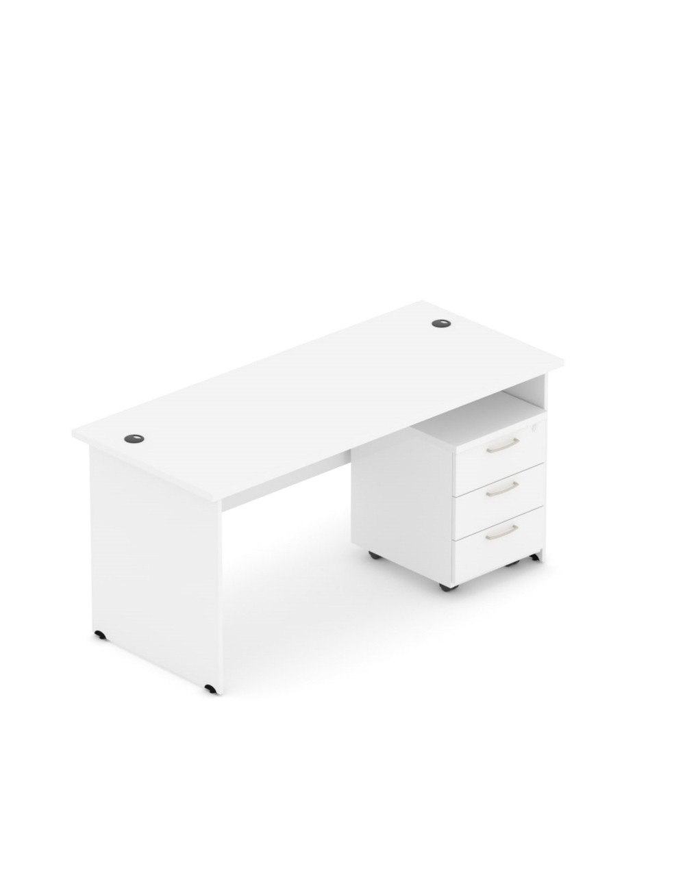 Zestaw mebli do biura - biurko proste z kontenerkiem mobilnym, 136x70 cm, biały | MB Z1 Zestaw mebli do biura - biurko proste z kontenerkiem mobilnym, 136x70 cm, biały | MB Z1