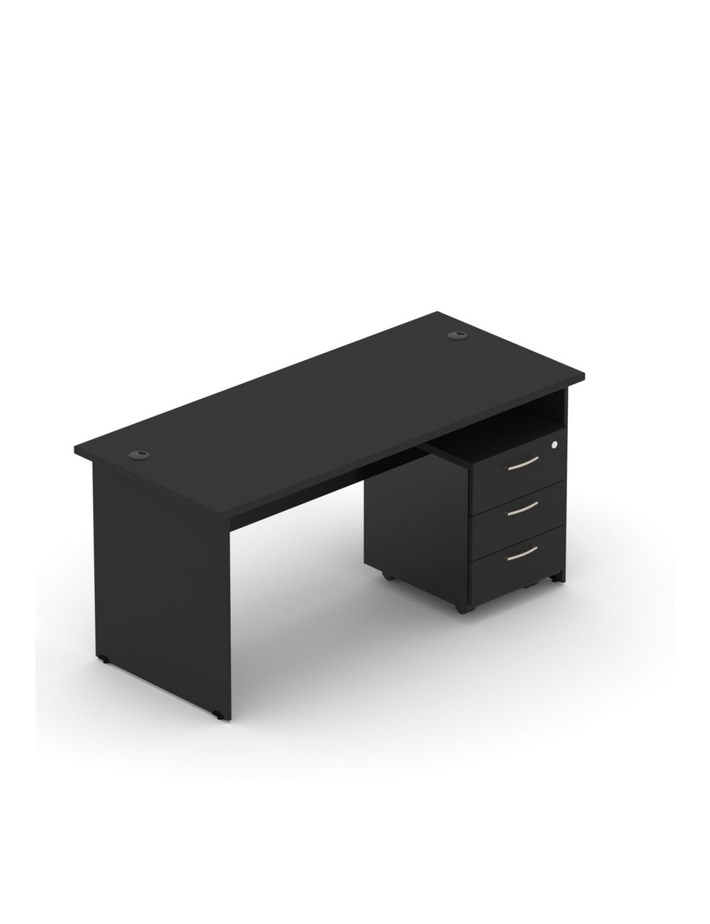 Zestaw mebli do biura - biurko proste z kontenerkiem mobilnym, 136x70 cm, czarny | MB Z1 Zestaw mebli do biura - biurko proste z kontenerkiem mobilnym, 136x70 cm, czarny | MB Z1