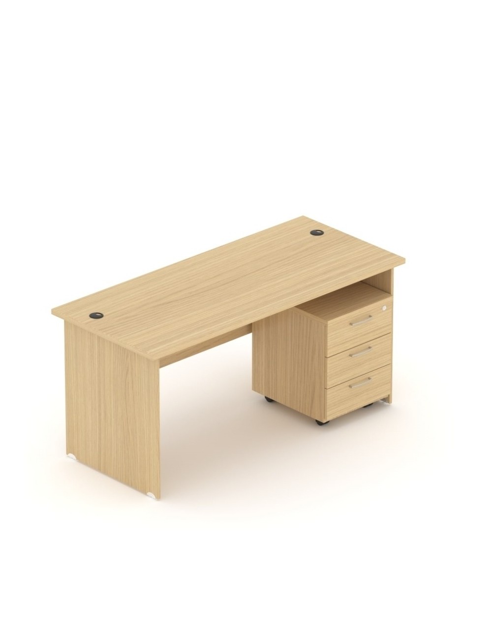 Zestaw mebli do biura - biurko proste z kontenerkiem mobilnym, 136x70 cm, dąb | MB Z1 Zestaw mebli do biura - biurko proste z kontenerkiem mobilnym, 136x70 cm, dąb | MB Z1