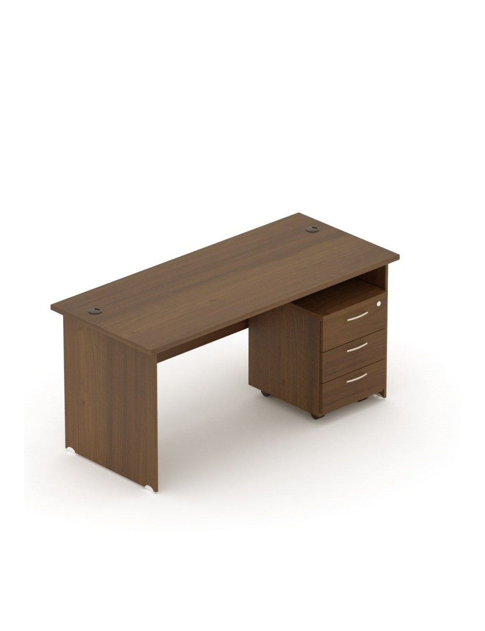 Zestaw mebli do biura - biurko proste z kontenerkiem mobilnym, 136x70 cm, orzech | MB Z1 Zestaw mebli do biura - biurko proste z kontenerkiem mobilnym, 136x70 cm, orzech | MB Z1
